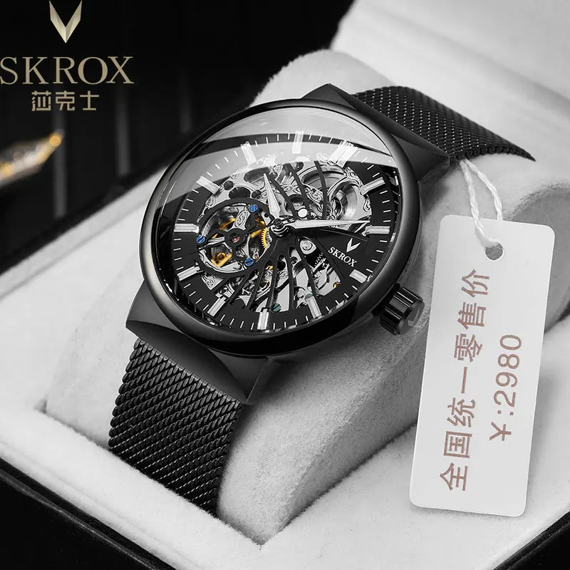 SKROX luminous thin Automatic Movement Man Watch Mechanical Waterproof Wrist Watches Original High-End Luxury Elegant Clockwork