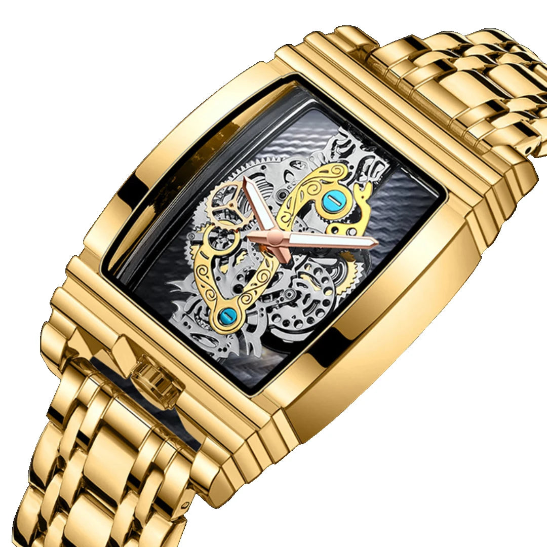 Luxury Fashionable Casual Gold Skeleton Hollow Quartz Watch Dial Design Unique Charming Steel Strap Watches