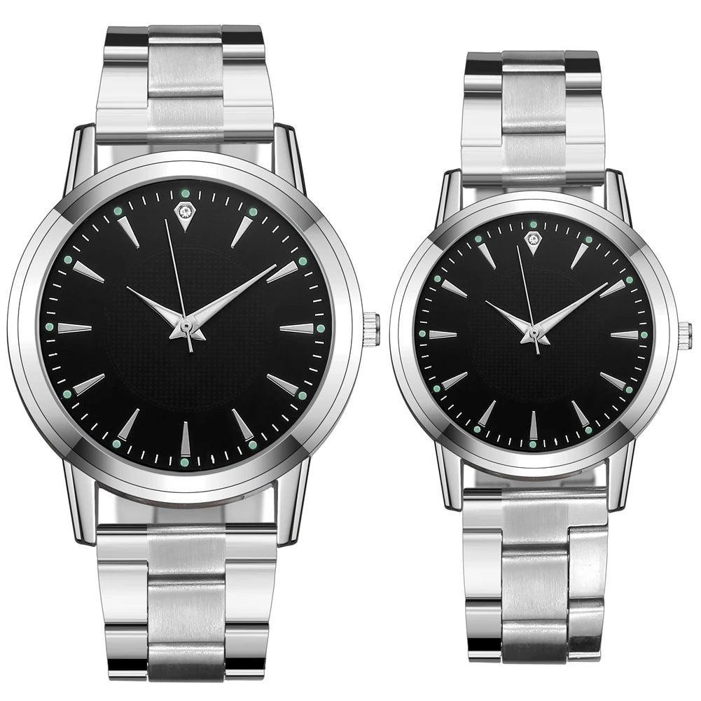 Coffret de montres d'affaires analogiques pour couple, 2 pièces