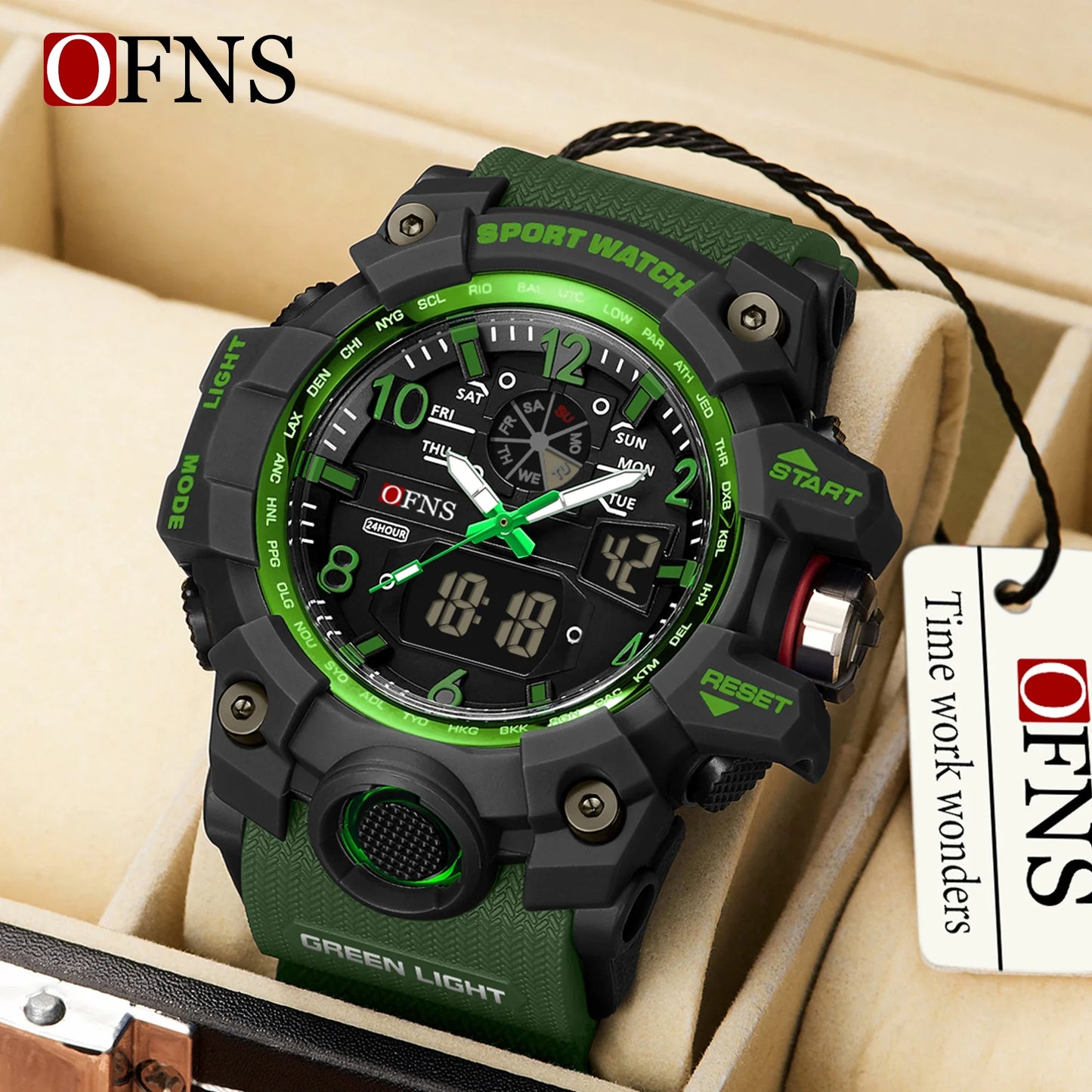 OFNS Top Brand Sports Men's Watches Military Quartz Watch Man Waterproof Wristwatch for Men Clock shock relogios masculino 3169