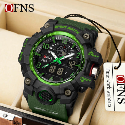 OFNS Top Brand Sports Men's Watches Military Quartz Watch Man Waterproof Wristwatch for Men Clock shock relogios masculino 3169