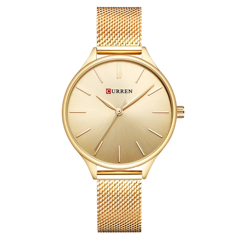 CURREN Brand New Ladies Classic Fashion Quartz Watch Waterproof Stainless Steel Gold Bell Simple Top Luxury Watch Reloj Mujer