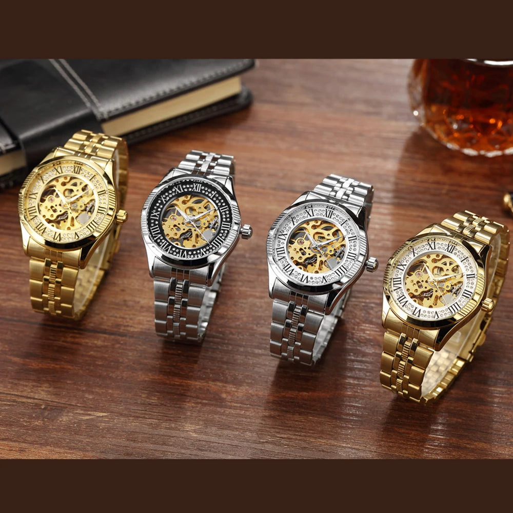 Top Brand Luxury Watches Men Hollow Automatic Golden Skeleton Mechanical Watch Waterproof Men watch