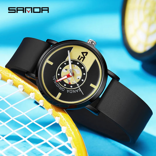 SANDA Brand Fashion Personality Simple Quartz Wristwatches Silicone Strap 50M Waterproof Outdoor Sports Watch Relogio Masculino