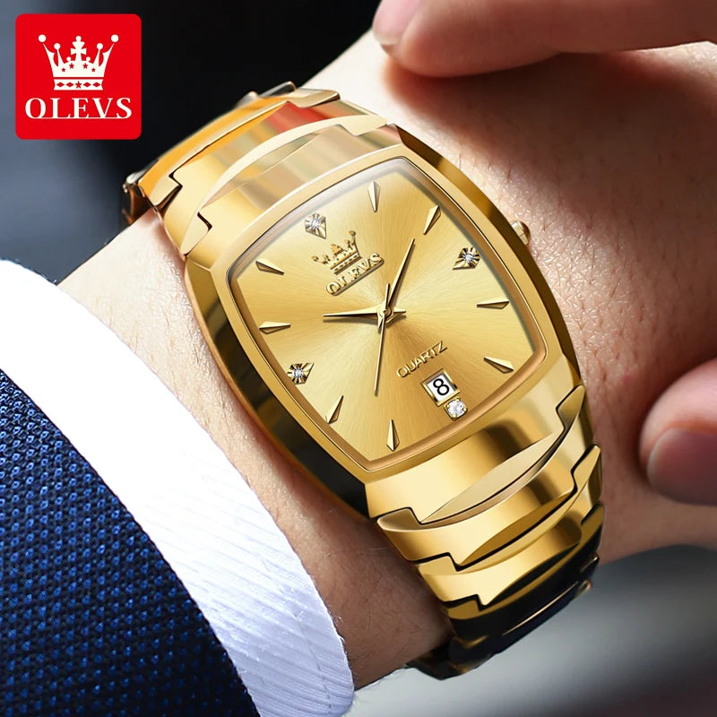 OLEVS New Quartz Watch for Men Waterproof Stainless Steel Business Fashion Calendar/Week Display Top Quartz Men's Watches