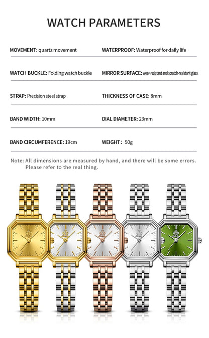 Montre à quartz à cadran carré OLEVS pour femmes en acier inoxydable montre-bracelet en or de mode robe élégante montres de luxe pour femmes de marque TOP