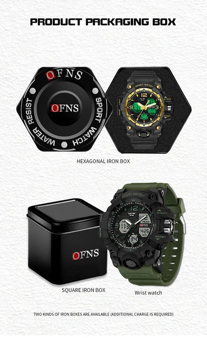 OFNS Top Brand Sports Men's Watches Military Quartz Watch Man Waterproof Wristwatch for Men Clock shock relogios masculino 6030