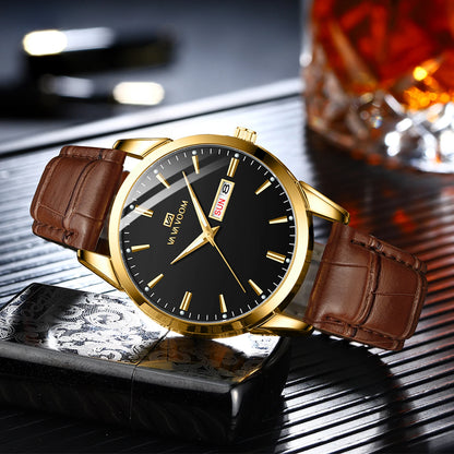 TOP CLASS MEN'S BUSINESS QUARTZ WATCH WITH LEATHER STRAP