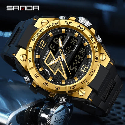 SANDA 6137 2024 Top Brand Men's Watches 5ATM Waterproof Sport Military Wristwatch Quartz Watch for Men Clock Relogio Masculino