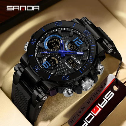 Sanda 2023 Nouvelle Montre Numérique Double Écran Pour Homme Veilleuse Étanche Multifonctionnelle Populaire Réveil Pour Homme Montre-Bracelet 6167