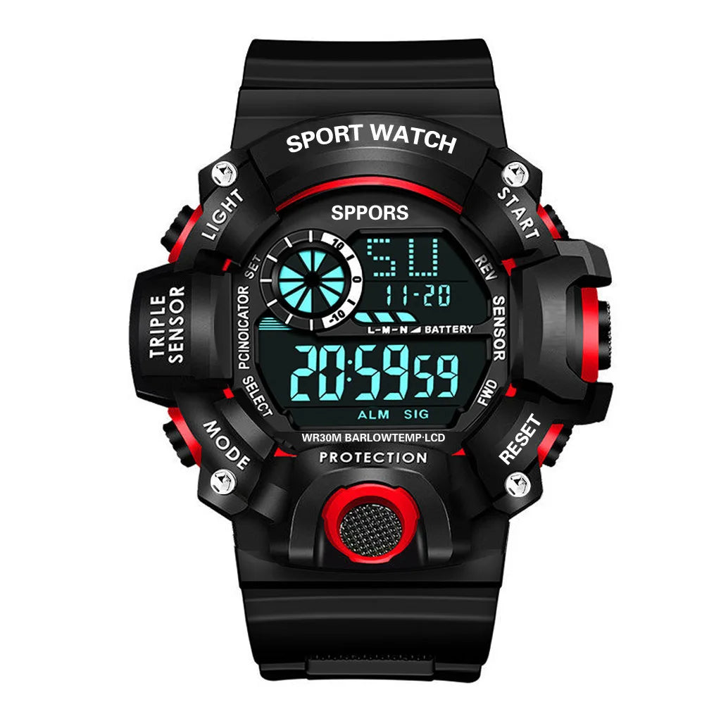 YIKAZE Y73 Men's Watch Digital Sports Electronic Wristwatch Large Dial Multifunctional Waterproof Luminous Alarm Male's Bracelet