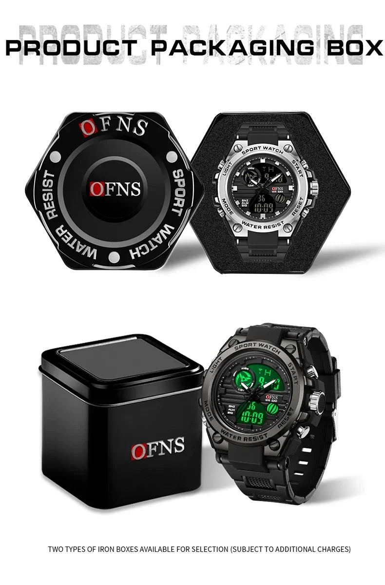 OFNS Top Brand 739 Men's Digital Watch Military Sports Watch Dual Screen Waterproof Quartz Electronic Watch Reno Masculino