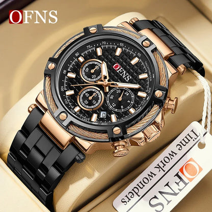 OFNS Brand 5516 New Men's Quartz Watch Fashion Business Leisure Sports Multi functional Six Needle Waterproof Men's Quartz Watch