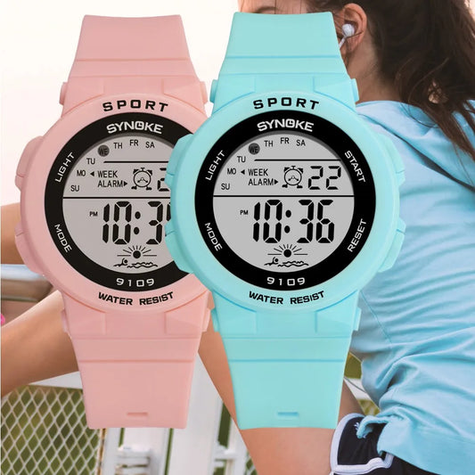 SYNOKE Montres de sport pour étudiants pour enfants Montres électroniques colorées Horloge étanche 50M Montre numérique pour enfants pour garçons filles