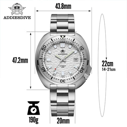 ADDIESDIVE Men's Watch Sapphire Diver NH35 Automatic Mechanical 316L Stainless Steel Super Luminous Sport 20Bar Diving Watch Man