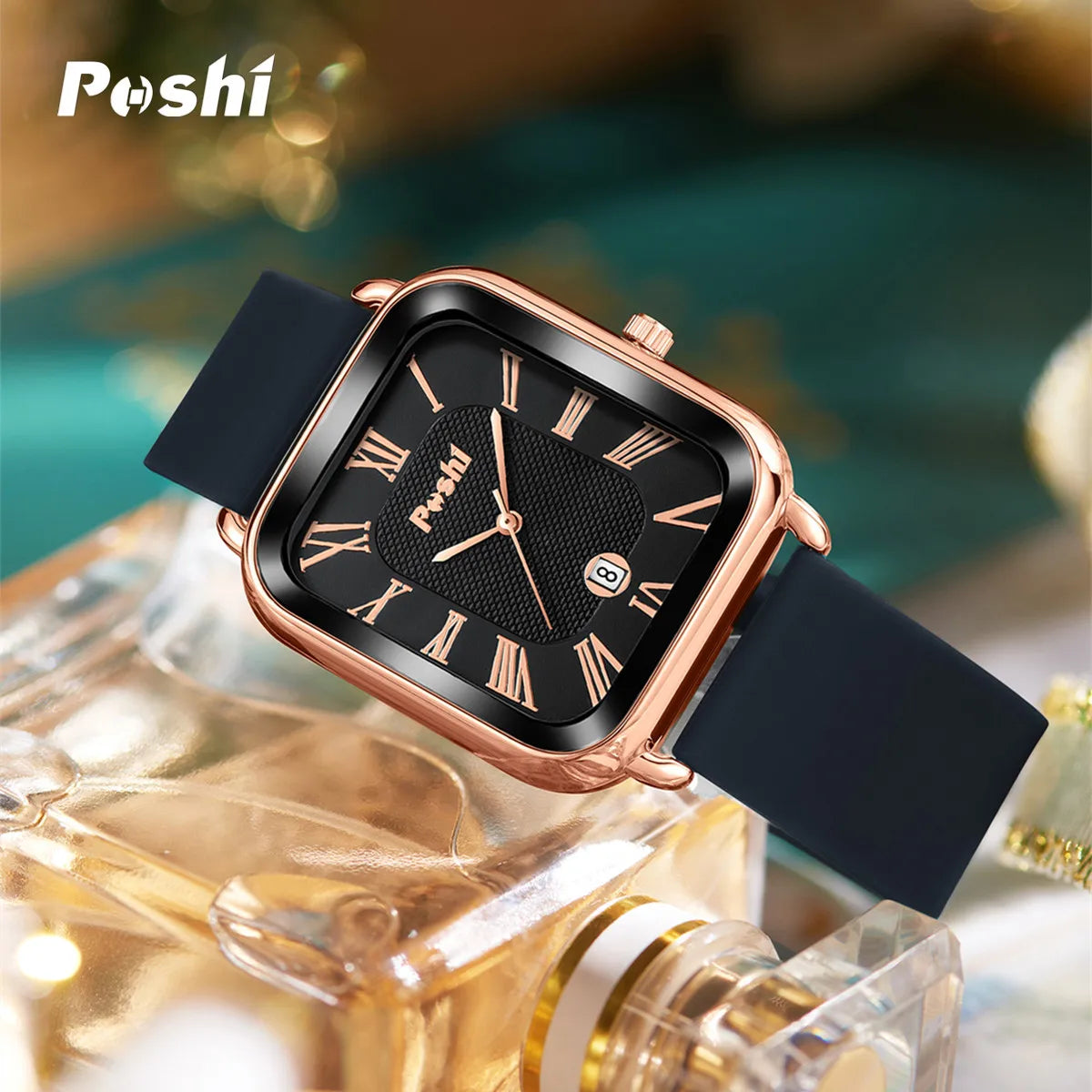 POSHI Fashion Quartz Watch Casual Luxury Women's Wristwatch Silicone Strap with Date Beautiful Clock