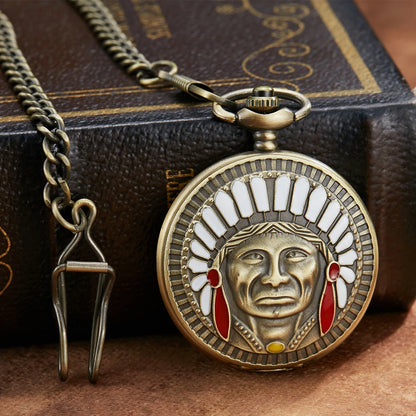 Antique Old Pocket Watches with Chains Ancient Indian Men Clock Male Man Watches Pendant Alloy Necklace reloj de bolsillo hombre