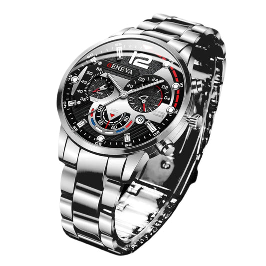 MEN'S SILVER QUARTZ WATCHES WITH STAINLESS STEEL BAND