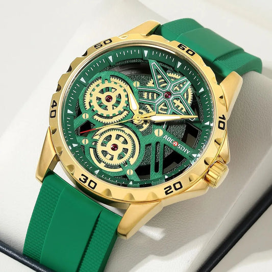 Men's Watch Advanced Sports Quartz Watch Clock Fashion Silicone Strap Skeleton Quartz Watch New