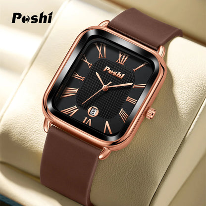 POSHI Fashion Quartz Watch Casual Luxury Women's Wristwatch Silicone Strap with Date Beautiful Clock