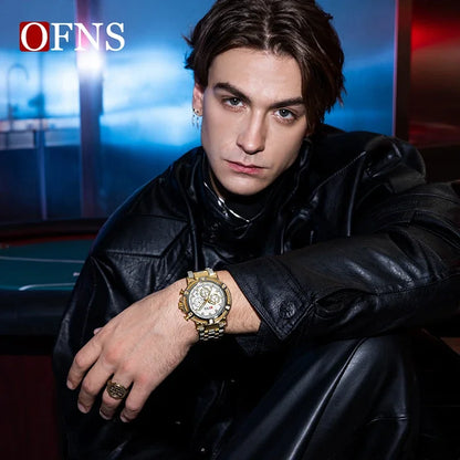 OFNS Brand 5516 New Men's Quartz Watch Fashion Business Leisure Sports Multi functional Six Needle Waterproof Men's Quartz Watch