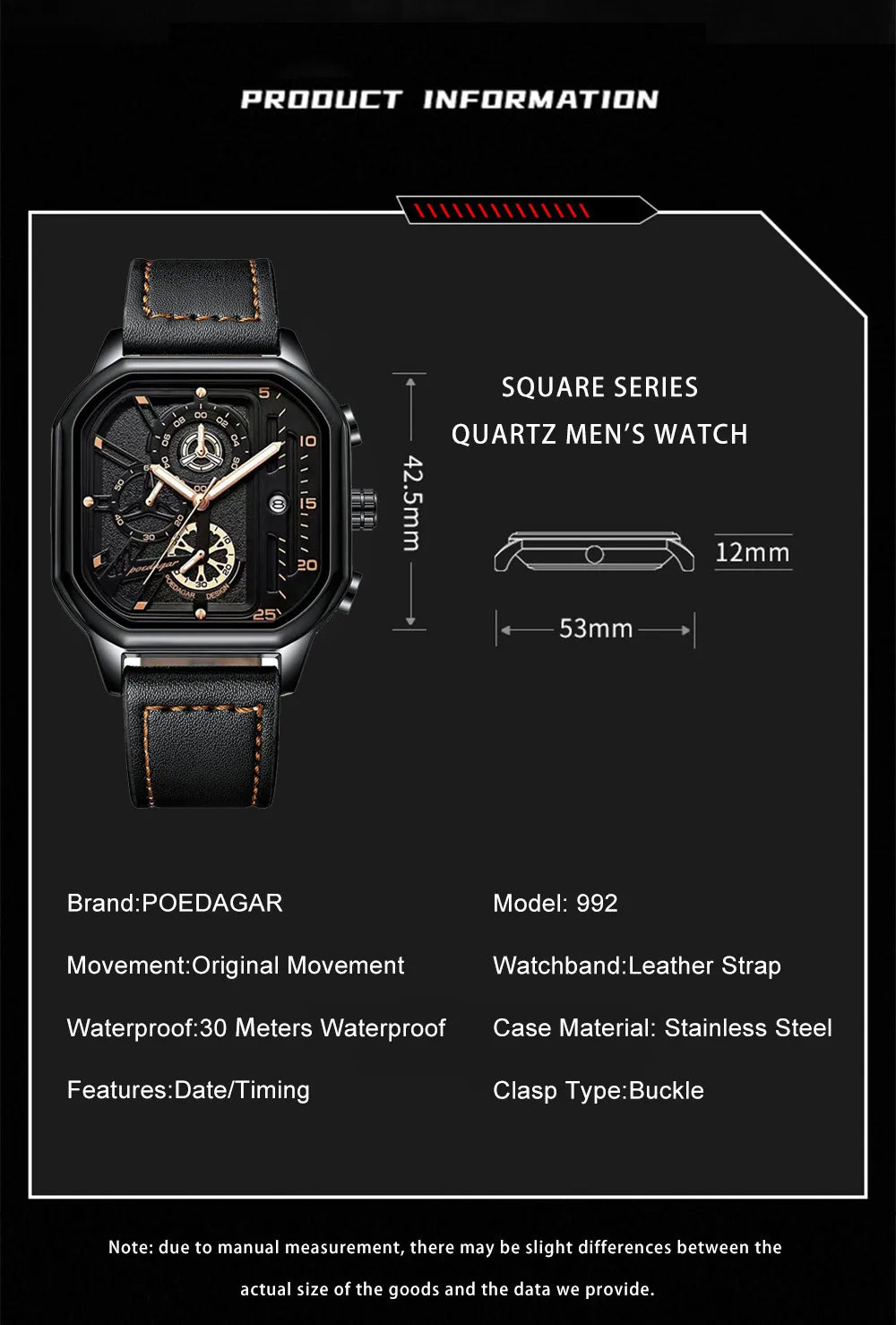 POEDAGAR Fashion Quartz Men Watches Top Brand Waterproof Luminous Chronograph Sports Watch Relogio Masculino reloj High Quality