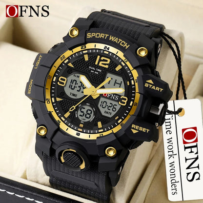 OFNS Top Brand Sports Men's Watches Military Quartz Watch Man Waterproof Wristwatch for Men Clock shock relogios masculino 6030